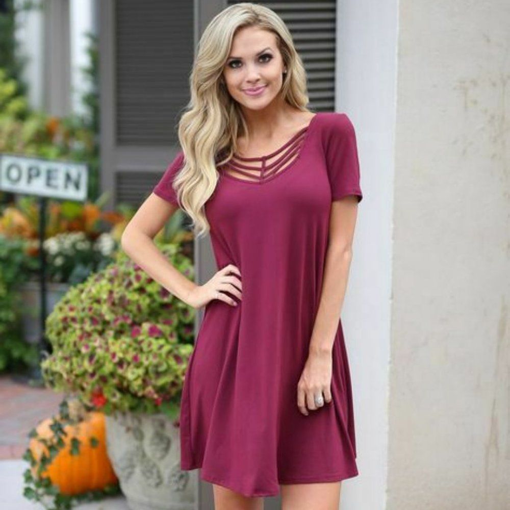 NWOT Entro Closet Candy Under the Moonlight Glow Dress in Wine • Small